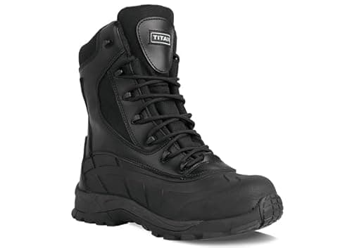 Image of Titan Safety Footwear Driflex S3 Leather Lightweight Ankle Support Combat Boots for Men, Military Tactical Police Work Safety Boots, Waterproof Black Heavy Duty Combat Army Safety Boots – Size 10