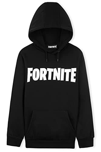 Image of Fortnite Hoodie for Boys - Official Gaming Jumper Kids Clothes with Hood, Kangaroo Pocket & Cuffed Sleeves - Soft Breathable Material Boys Clothes for Gaming Fans - 11-12 Years Black