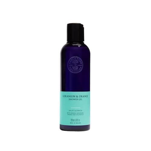 Image of Neal's Yard Remedies Geranium & Orange Shower Gel, Energising Body Wash, Uplifting Scent, Vegan & Cruelty-Free, 200ml