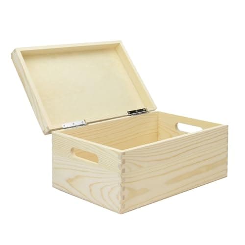 Image of Wooden Storage Box | Kitchen Storage | Keepsake Box | Wooden Chest with Lid | Decorative Craft Box | Toys, Valuables, Memory Box | Pukkr