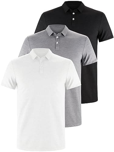 Image of Teesmen Polo T Shirt for Men Comfortable Breathable Golf Short Sleeve Polo Shirt Lightweight(Black/White/Grey) XXXX-Large