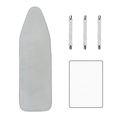 Image of Maishijie Metallised Ironing Board Covers 135x45cm（53"x18"） With Thick 3mm Foam，Fit For 127x37cm （50"x14.6"） Ironing Board Max，Include 3 Fasteners and Protective Scorch Mesh Cloth