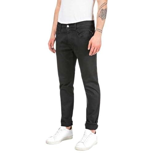 Image of REPLAY Herren Jeans Anbass Slim-Fit Hyperflex Colour X-Lite mit Stretch, Schwarz (Black 040-2), 34W / 30L