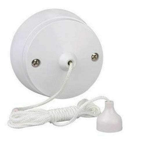 Image of SDMAX White Ceiling Pull Cord Switch, 6Amp 1 Way Bathroom/Toilet Light Switches,2 Way Light Switch,Long String Pullcord White Round Ceiling Mounted