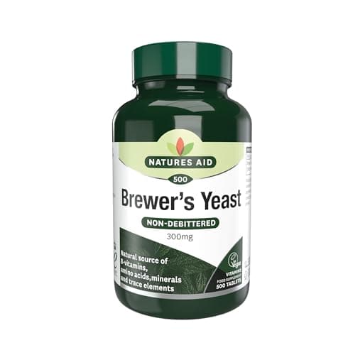 Image of Natures Aid Brewers Yeast 300mg - Natural Source of B-Vitamins, Amino Acids and Minerals - Supports Energy and Immune Health - Vegan, Gluten-Free, Non-GMO, No Salt or Sugar - 500 Tablets