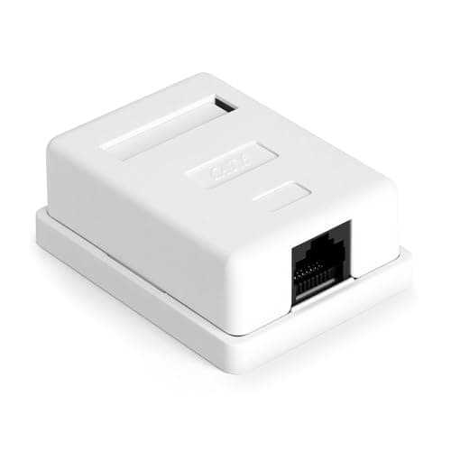 Image of AOOSU CAT 6A Surface Mounted Network Socket, 1 Port RJ45 Socket, Shielded Junction Box, 10 Gbit/s Ethernet Network, LAN Socket for Wall, Office, Home, Industry