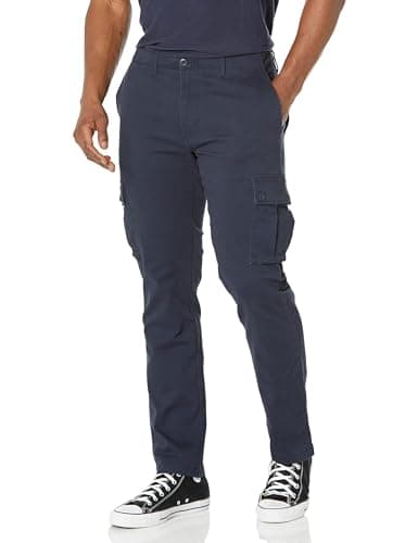 Image of Amazon Essentials Men's Slim Fit Stretch Work Cargo Trousers (Available in Big & Tall), Navy, 32W / 32L