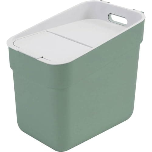 Image of Curver Ready To Collect 20L Sorting Bin - Ideal Under Sink - With Wall Mount for Wall or Door - Kitchen, Bathroom, Laundry Room - 100% Recycled - Green