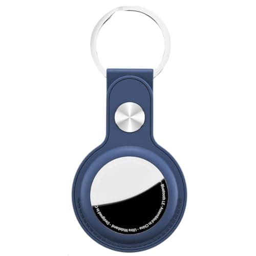 Image of Zaid Leather Keyring Case Compatible with Apple Air-Tag – Protective PU Leather Holder Cover for Air-Tag Tracker, Key Ring for Dog Collar (Blue)