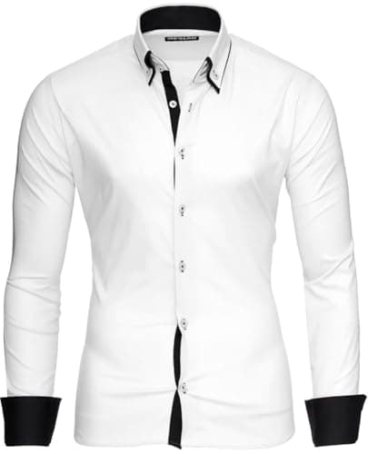 Image of Reslad men’s shirt, slim fit, contrast, long sleeve shirt, Alabama RS-7050 - White - X-Large