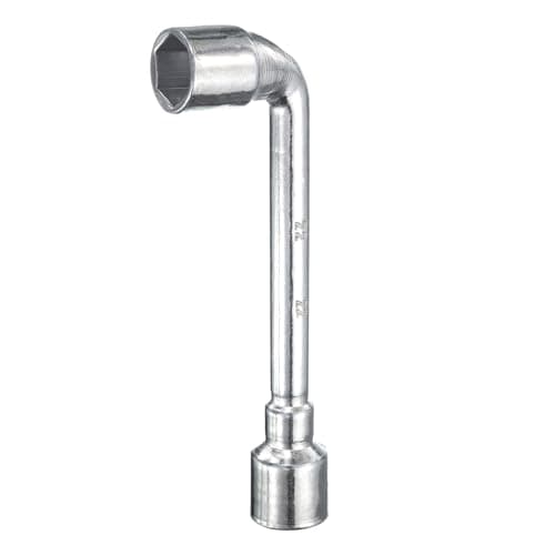 Image of sourcing map L Shaped Angled Hex Socket Wrench 22mm 45# Steel Double Ended Metric 6 Point Tubular Socket Spanner for General Repairing, Pipeline, Bicycle Car Maintenance