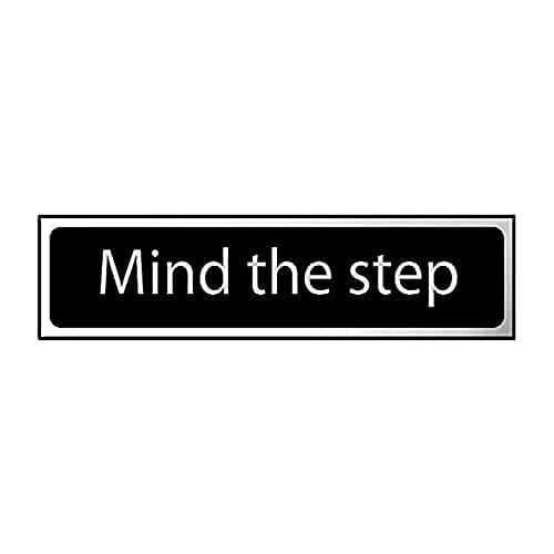 Image of CenturionMind The Step Sign - Self-Adhesive PVC - Black and Chrome Effect - 200mm x 50mm
