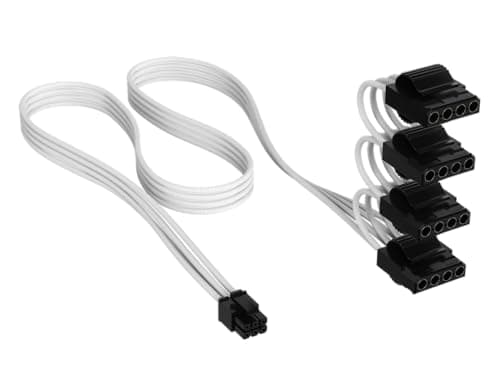 Image of Corsair Elite Premium Type 5 Individually Sleeved PATA (4 Connectors) PSU Power Cable – Triple-Mesh Paracord Sleeve, Compatible Type 5 PSUs – White
