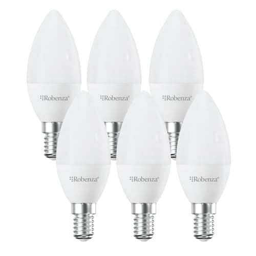 Image of Robenza E14 LED Candle Light Bulb, 6.5W (50W Equivalent), 600LM Daylight 6500K, Small Edison Screw SES, Non-Dimmable Energy Saving LED Candle Bulb, Long Life Chandelier Ceiling Light - Pack of 6
