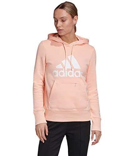 Image of adidas womens Badge of Sport Overhead Fleece Hoodie Haze Coral X-Large