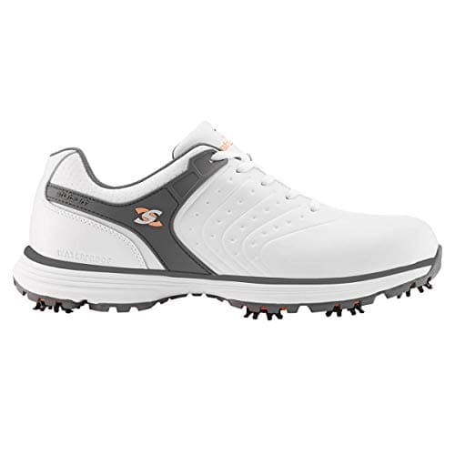 Image of Stuburt Golf SBSHU1123 Mens Evolve Tour II Dri -Back Waterproof Spiked Golf Shoes, White, Size 10.5