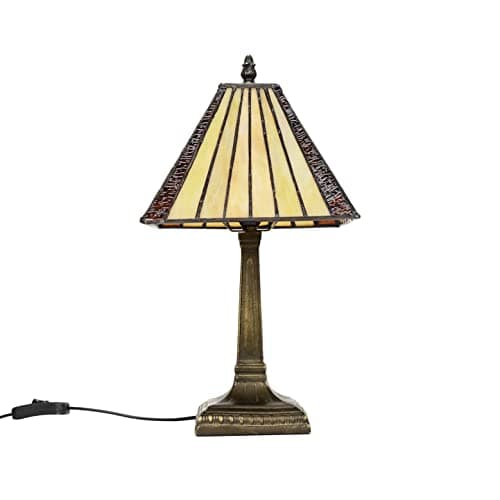 Image of MiniSun | Tiffany Style Bronze Table Lamp with Traditional Stained Glass Lampshade | Table Lamps, Home Décor & Improvement Essential | Includes 4W Bulb [2700K Warm White]