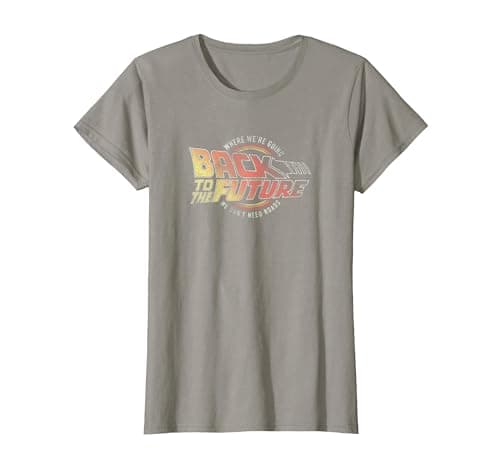 Image of Back to The Future Distressed Roads Logo T-Shirt, Women, Slate Grey, XX-Large