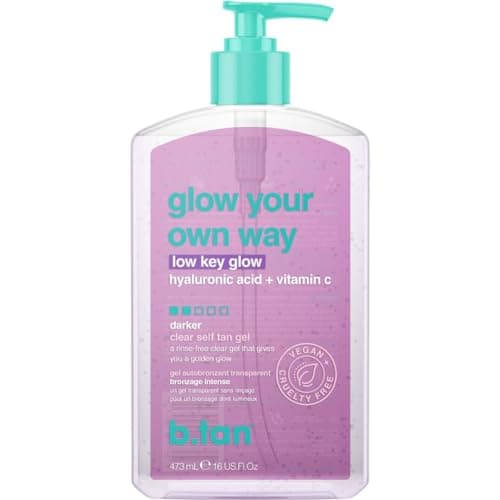 Image of b.tan Clear Self Tanning Gel | Glow Your Own Way, Low Key - Best Transfer-Resistant, Express, Medium Fake Tan Lotion, Use Daily for Gradual Bronzing, Hydrating Moisturiser, 473ml