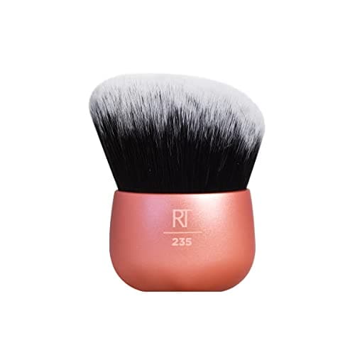 Image of Real Techniques Angled Kabuki Brush, For Body Bronzer or Foundation Application, Handless Makeup Blender, Dense, Synthetic Bristles, Aluminum Handle, Vegan & Cruelty-Free, Orange, 1 Count