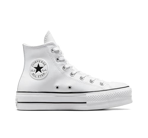 Image of Converse All Star Lift Hi Platform Trainers White White Black Leather - 6.5 UK
