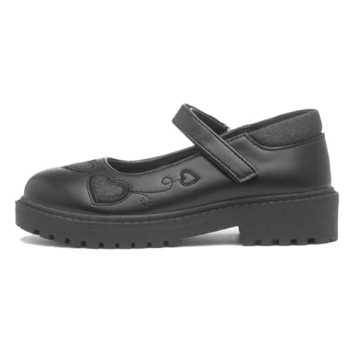 Image of Walkright Lucia Girls Black Heart School Shoe - Size 13 Child UK - Black
