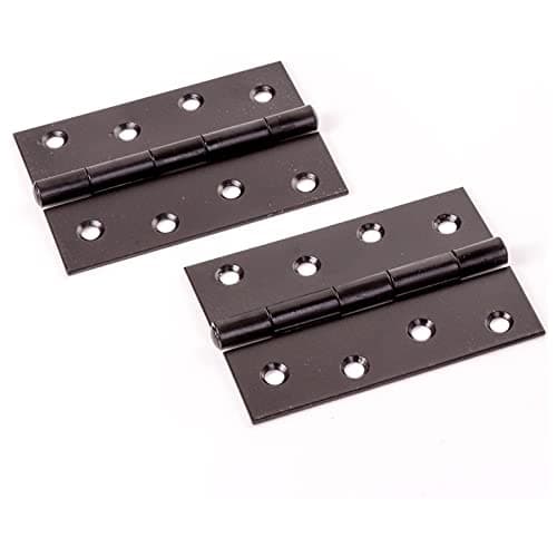 Image of Heavy Duty 100mm Black Butt Hinges (4 Inch) – Pack of 2 | Internal & External Door Hinges for Cabinets, Cupboards, Gates, Sheds