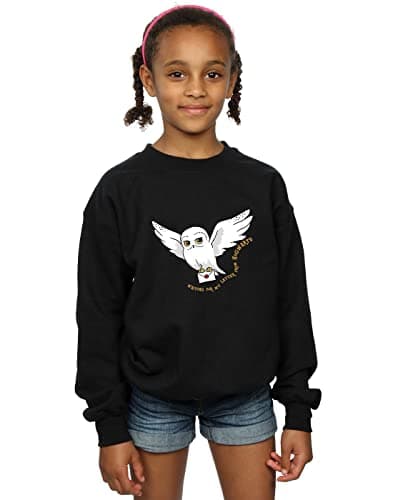 Image of Harry Potter Girls Owl Letter Sweatshirt Black 7-8 Years