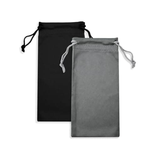 Image of LICQIC 2Pcs Microfibre Sunglasses Soft Pouch, Ski Goggle Bag, Sunglasses Bag (Grey+Black)