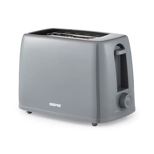 Image of GEEPAS 2 Slice Toaster | 6 Browning Levels with Cancel Function | For Thin Small Bread Slice, Removable Crumb Tray Cool Touch Housing High Lift | Space-Saving Design | 1 Yr Warranty 650W Grey