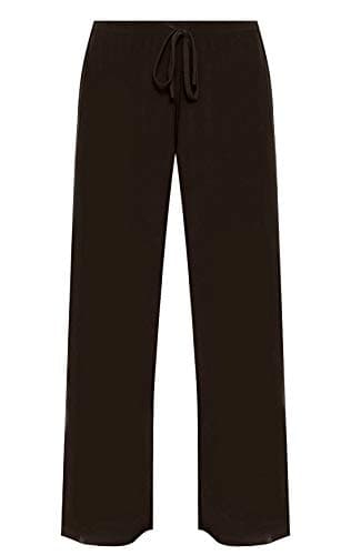 Image of WearAll New Ladies Plus Size Palazzo Trousers Womens Baggy Flared Wide Leg Pants Dark Brown 20/22