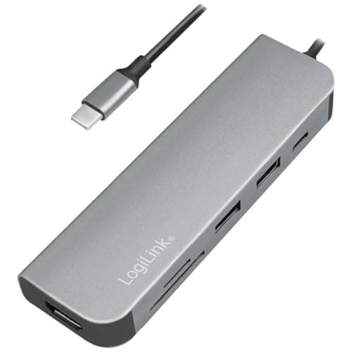 Image of LogiLink UA0343 USB-CTM Multifunction Hub with 6x Extensions: 1x HDMI/1x USB-C PD (Power Delivery)/1x SD Card Reader / 2x USB 3.2 Gen 1x1/1x HDMI (4Kx2K @30Hz) for Smartphone, Notebook, Computer