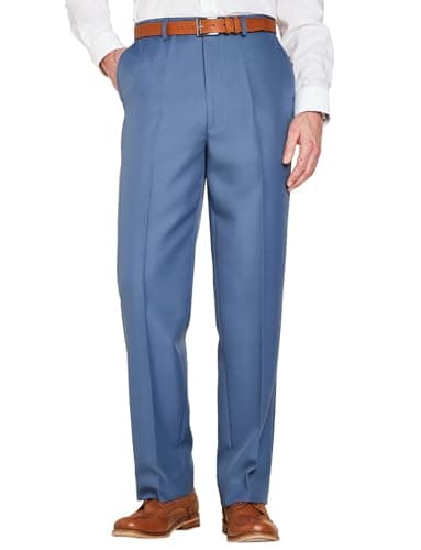 Image of Chums Men's Formal Elasticated Trousers Comfort Fit Pants Smart Trousers for Men Airforce 34W / 27L