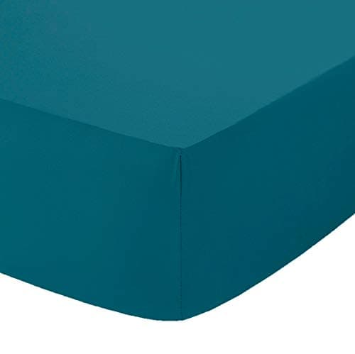 Image of British Home Bedding 100% Egyptian Cotton Fitted Sheet Extra Deep 40CM/16Inch Size Soft Fade Resistant Deep Fitted Sheet (Teal, Double)