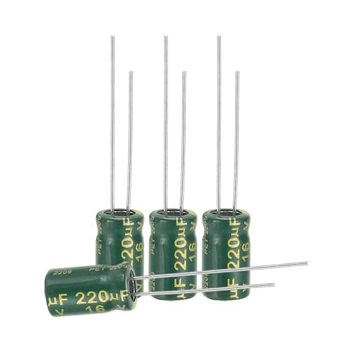 Image of sourcing map 50Pcs Electrolytic Capacitor High Frequency 220UF 16V with Aluminum Radial Leads 6 x 11mm High Ripple Current Low Impedance