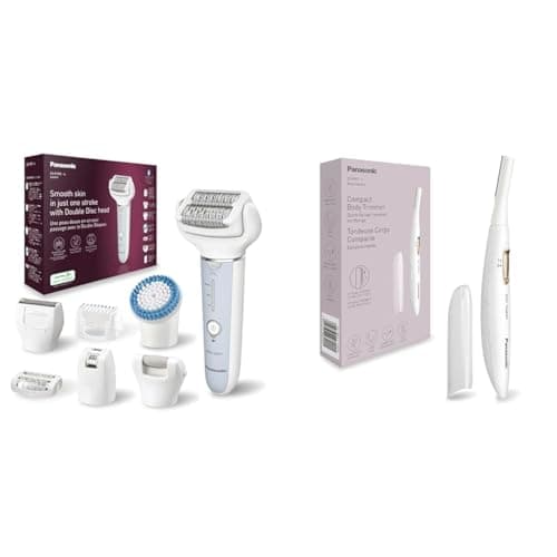 Image of Panasonic ES-EY90-A511 Wet and Dry Epilator, Double Disc with 60 Tweezers and Compact Body Trimmer