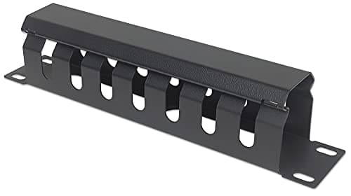 Image of Intellinet 10 Inch Cable Management Panel, 1U, Covered, Black
