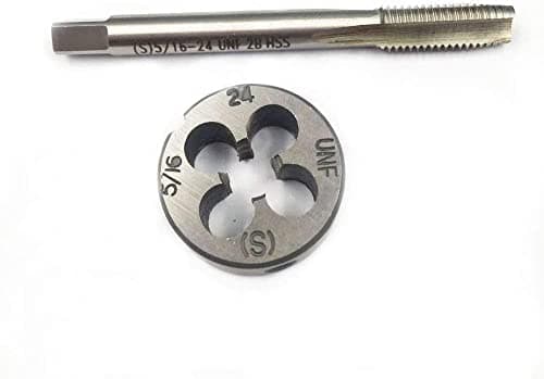 Image of Hunricho 5/16-24, 5/16-32, 5/16-36, 5/16-40 HSS Tap and Die Set， UNEF Machine Thread Tap and UNEF Round Thread Die Right Hand (5/16-24 UNF)