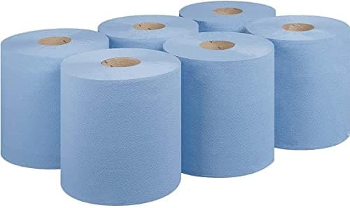 Image of Bargain Factory Blue CENTREFEED Rolls 2 PLY 6 Pack Paper Towels Hand Towel Tissue Premium Quality Wall Mounted Lockable Rolls 100m
