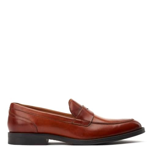 Image of Base London Mens Kennedy Washed Tan Leather Penny Loafers UK 10