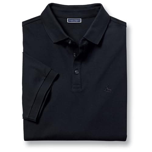 Image of Charles Tyrwhitt Polo Shirts for Men – Premium Black Cotton Pique Polo with Stretch – Men’s Polo-Shirt for Work & Casual Wear – Short Sleeve, Breathable & Durable T-Shirts for Men UK