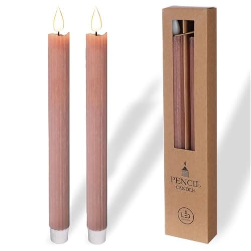 Image of comforder Real Wax LED Taper Candle Electric -Flickering Candles Battery Operated (Set of 2), Electric Candles Flickering with Timer Function (Mauve)