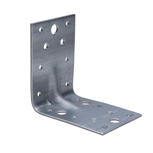 Image of Corner Brace L Brackets 90mm (Pack of 2) Right 90 Degree Angle Shaped Metal Galvanised Fixing Plate Fastener Connector Heavy Duty for Wood Furniture Timber Joining Bracket Plates (90x90x65x2.5mm)