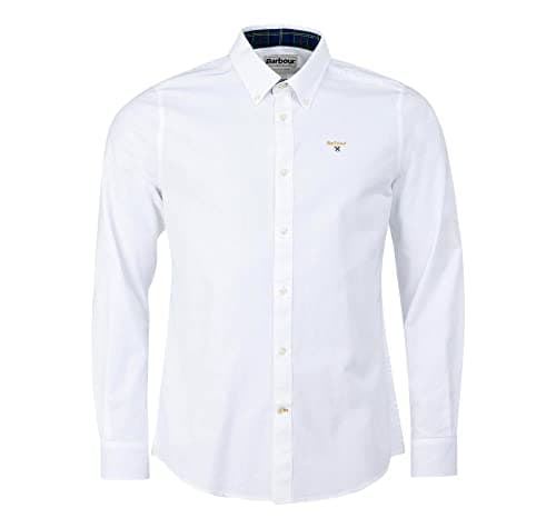 Image of Barbour MSH5170-WH11 Camford Tailored Shirt White Man Button Down Shirt Slim Fit White, See PHOTOS, S, (5819_1-1)