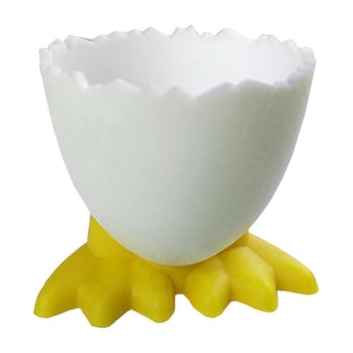 Image of Funny Duck Egg Cup - Cute Chick Egg Cups | Chicken Feet Egg Cup, White Chicken Footed Egg Cup with Yellow Feet, Ceramics Soft Boiled Egg Holder, Unfinished Wooden Egg Cups Set for Halloween