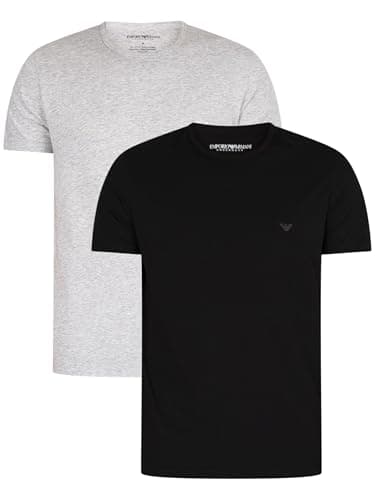 Image of Emporio Armani Men's Pyjama Top (Pack of 2), Black/Grey Melange, L