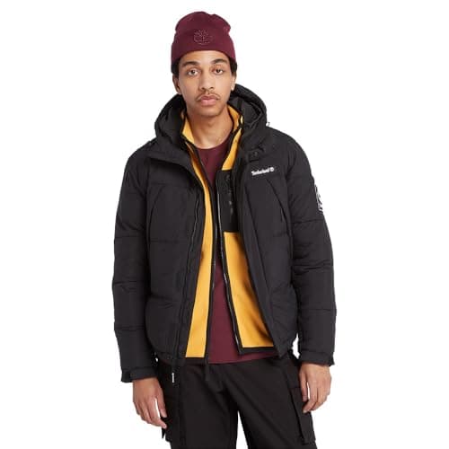 Image of Timberland DWR Outdoor Archive Puffer Jacket Life Black Jacket for Men, Black/White, XXL