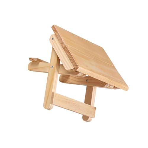 Image of kesurpae Functional Wooden Folding Stool Lightweight Fishing Shower Foot Rest Camping Smooth And Polished With Waterproof Folding Toddler Seat Wooden Kitchen Chairs Shower