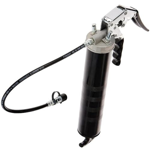 Image of Lumax LX-1152 Black Heavy Duty Deluxe Pistol Grease Gun with 18" Flex Hose, Handy 3-Way Loading - Fill with Standard Cartridge, Suction or Bulk Fill. Convenient One-Hand Operation for Easy Greasing.
