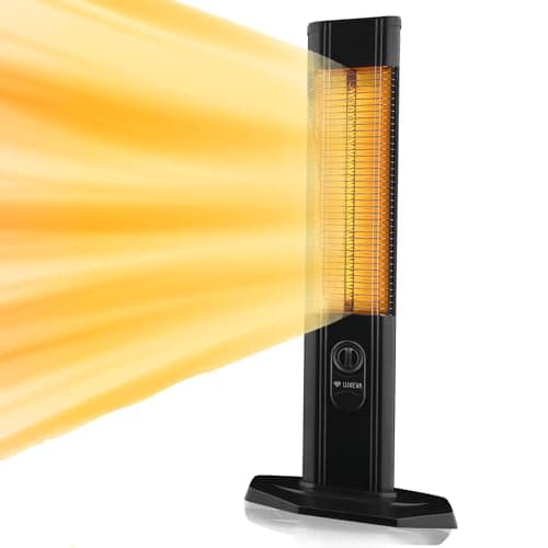 Image of Luxeva Infrared Electric Outdoor Heater, 2000W Waterproof Patio Heating Tower, Energy Efficient, Long Lasting, IP44 Rated, Garden Use, Black